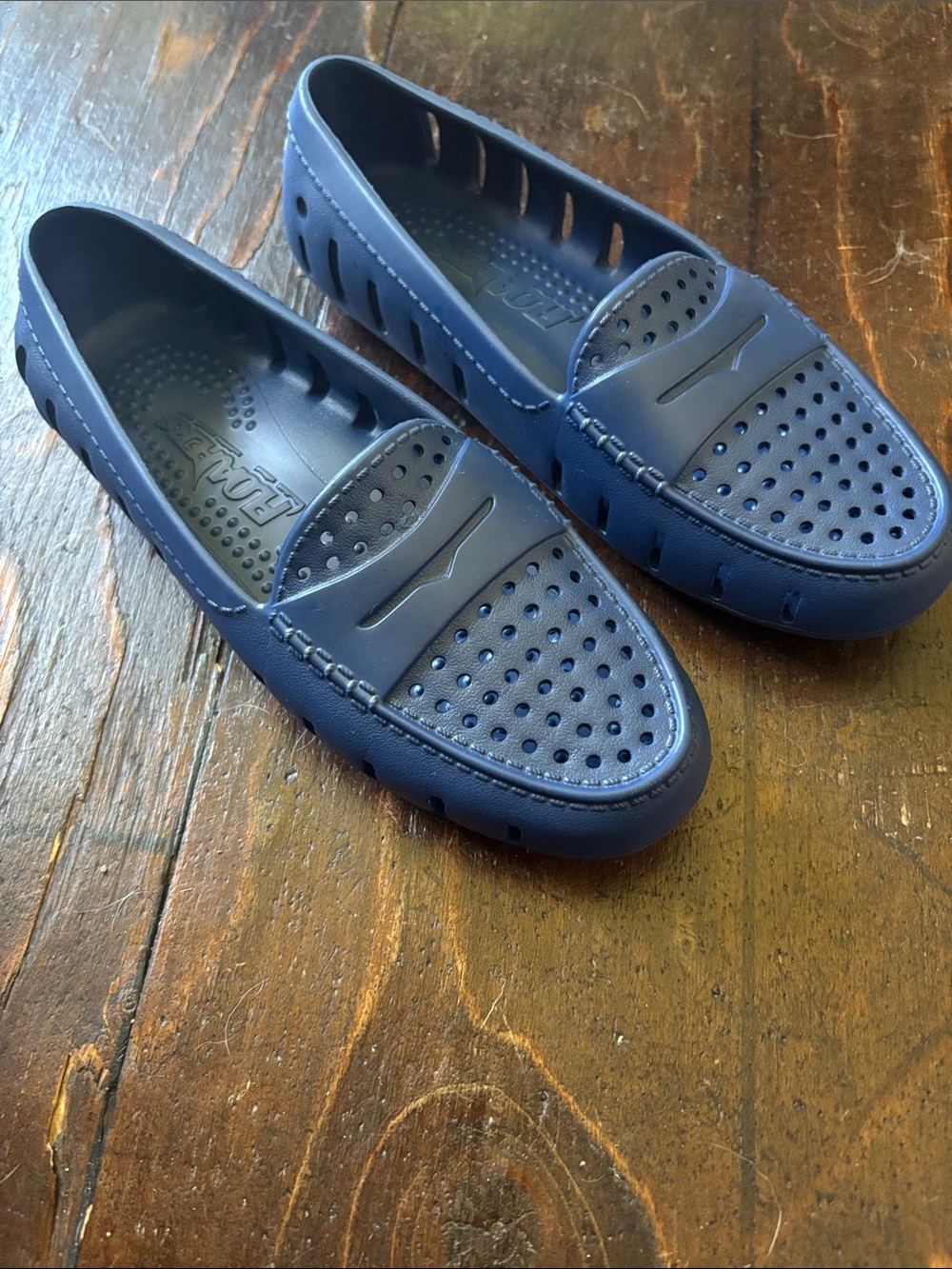 Perforated Navy Slip-On Loafers - Floafers